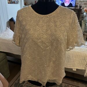 Adrianna Papell Cream Beaded Blouse